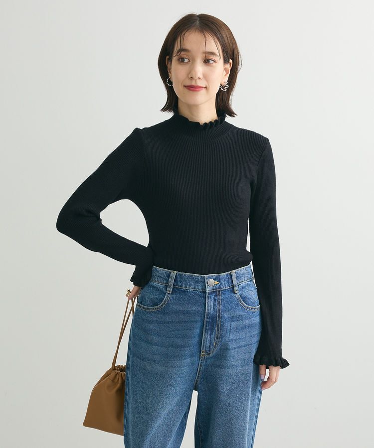 Green Parks「・swing by フリルハイネックリブニット」|ニット・セーター|