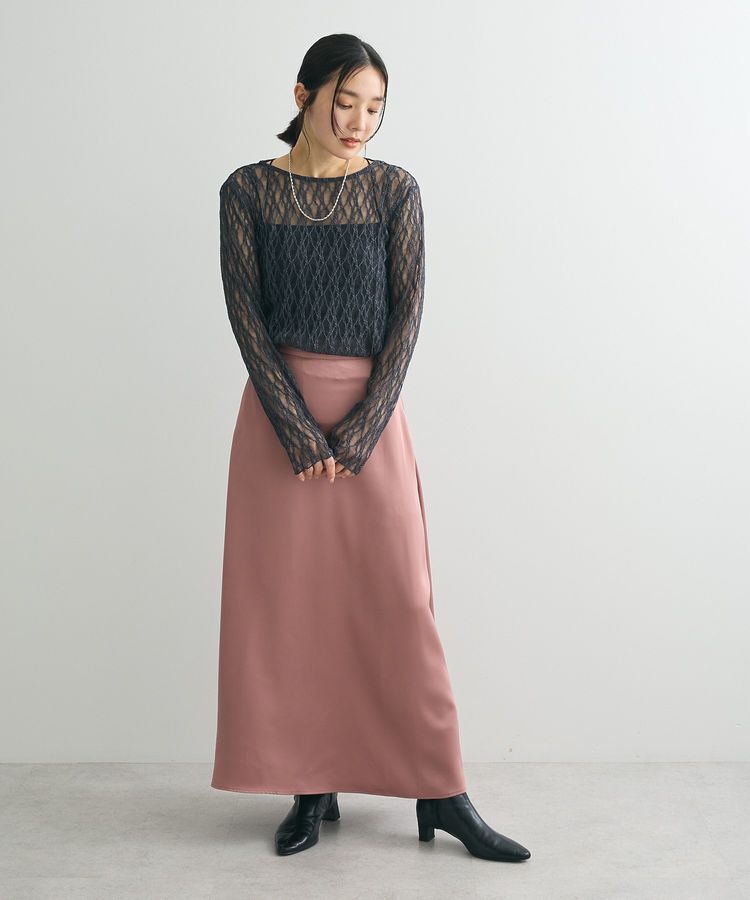 Green Parks「・Petit Fleur サテンフレアスカート」|フレア|