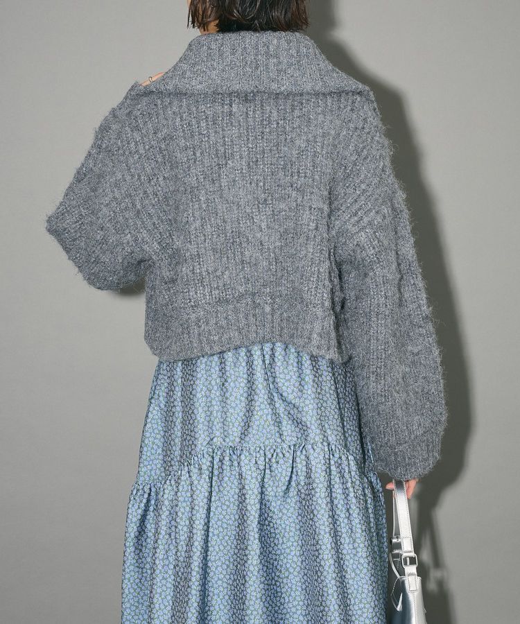 AnriettMusee「フロントジップビックカラーニットブルゾン」|カーディガン|