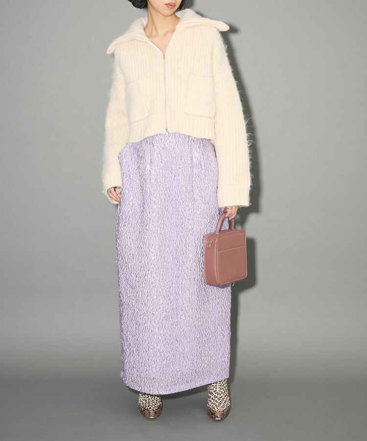 AnriettMusee「フロントジップビックカラーニットブルゾン」|カーディガン|