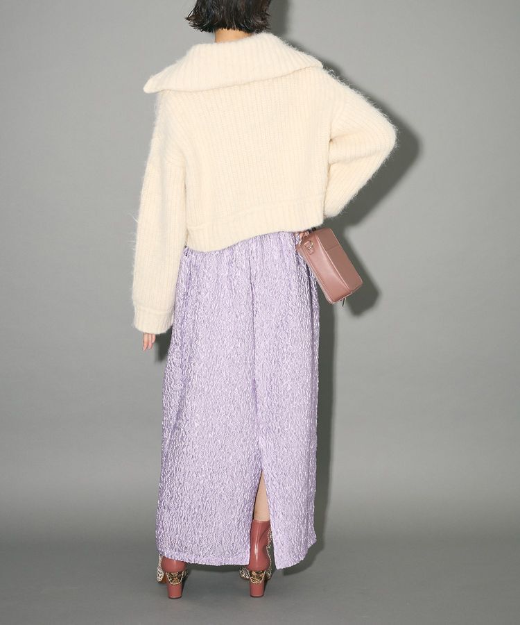 AnriettMusee「フロントジップビックカラーニットブルゾン」|カーディガン|