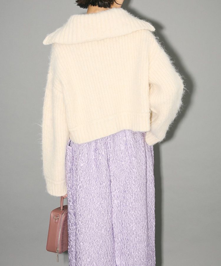 AnriettMusee「フロントジップビックカラーニットブルゾン」|カーディガン|