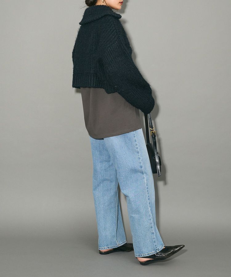 AnriettMusee「フロントジップビックカラーニットブルゾン」|カーディガン|