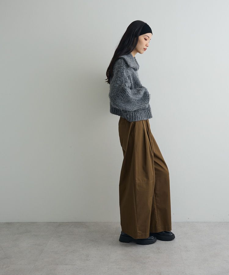 AnriettMusee「フロントジップビックカラーニットブルゾン」|カーディガン|