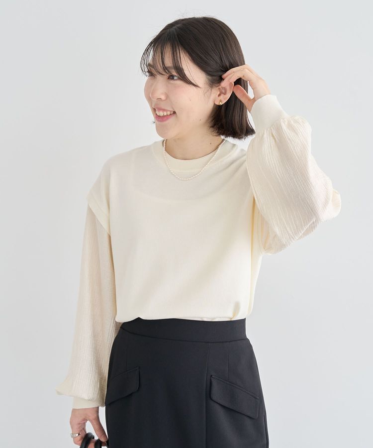 Green Parks「袖光沢ドッキングニットプルオーバー」|ニット・セーター|