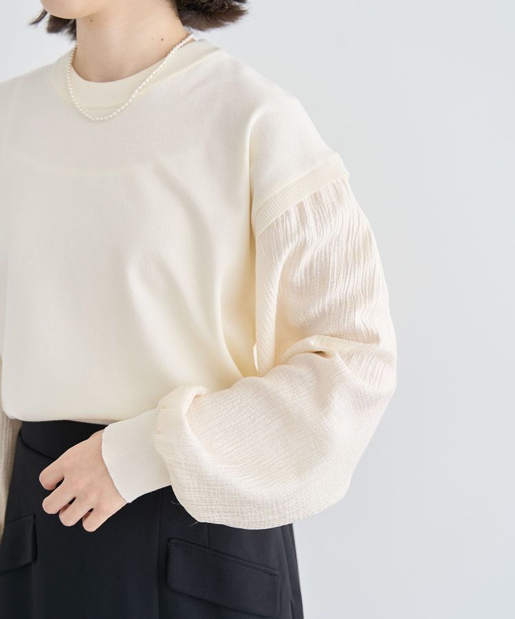 Green Parks「袖光沢ドッキングニットプルオーバー」|ニット・セーター|
