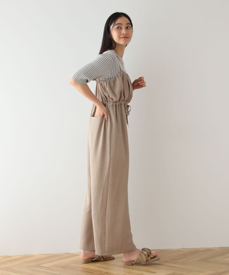 Green Parks「胸元バルーンウエストリボンサロペット」|オールインワン|