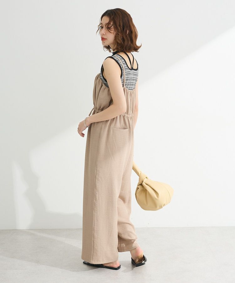 Green Parks「胸元バルーンウエストリボンサロペット」|オールインワン|