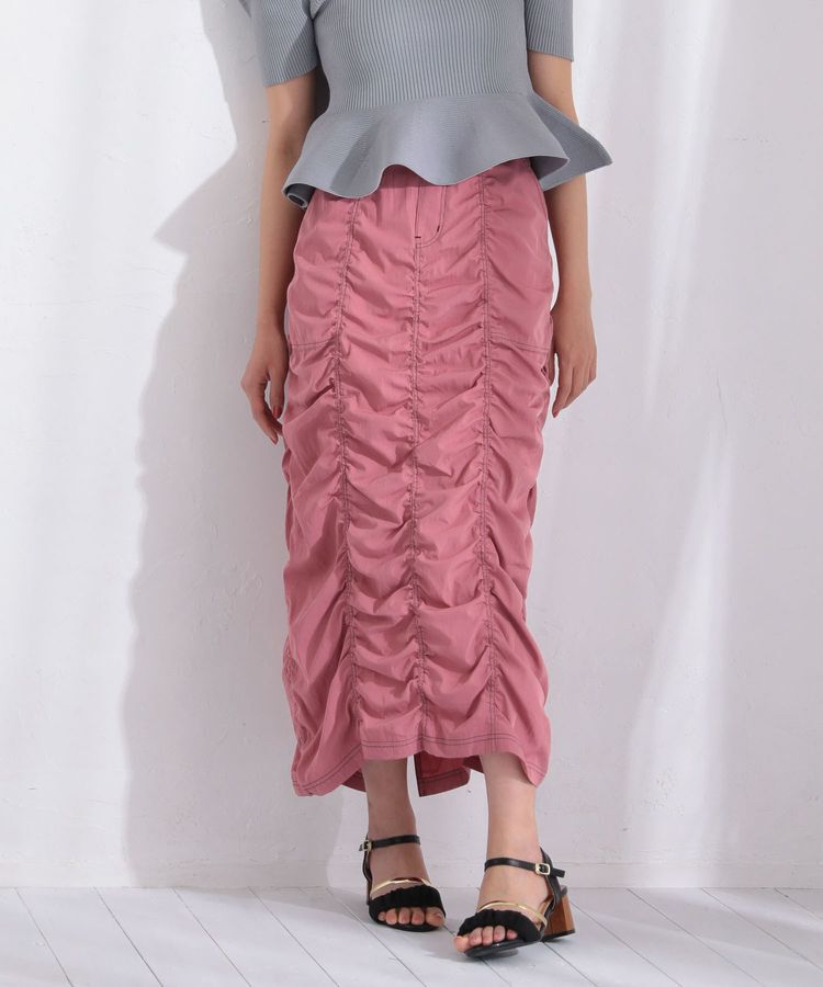 Green Parks「・SUGAR SPOON 配色stギャザースカート」|タイト|Pink