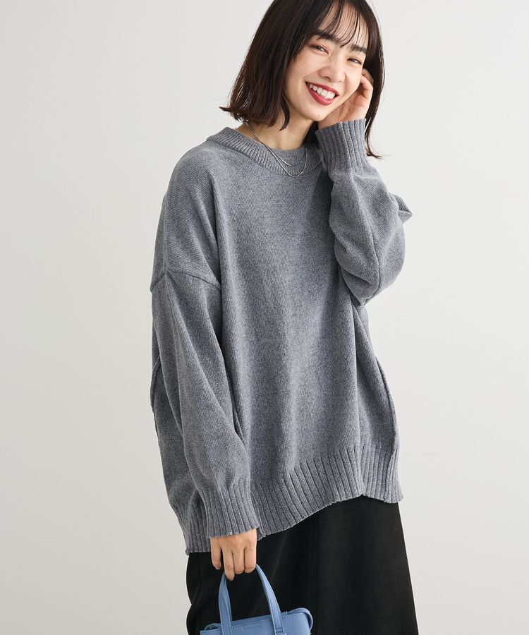 Green Parks「リラックスモールニットチュニック」|ニット・セーター|Gray