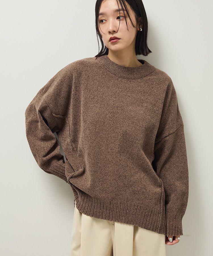 Green Parks「リラックスモールニットチュニック」|ニット・セーター|Brown