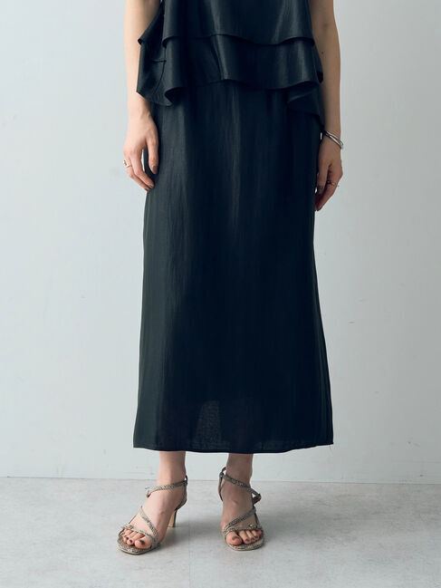 YECCA VECCA「シャイニーロングスカート」|スカート|Black