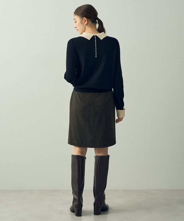 YECCA VECCA「ツイードパイピングスカート」|タイト|