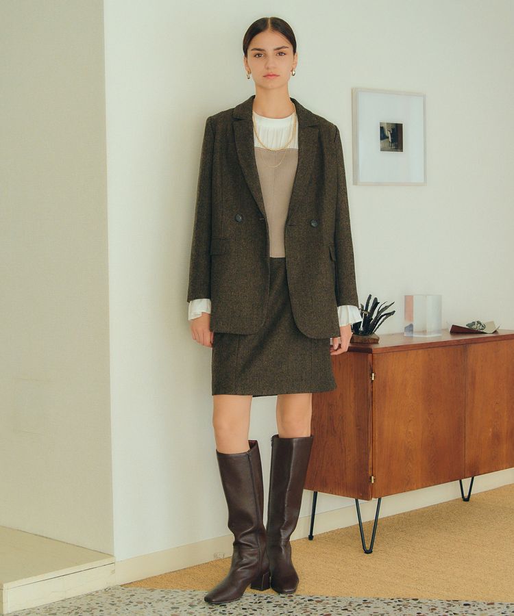 YECCA VECCA「ツイードパイピングスカート」|タイト|