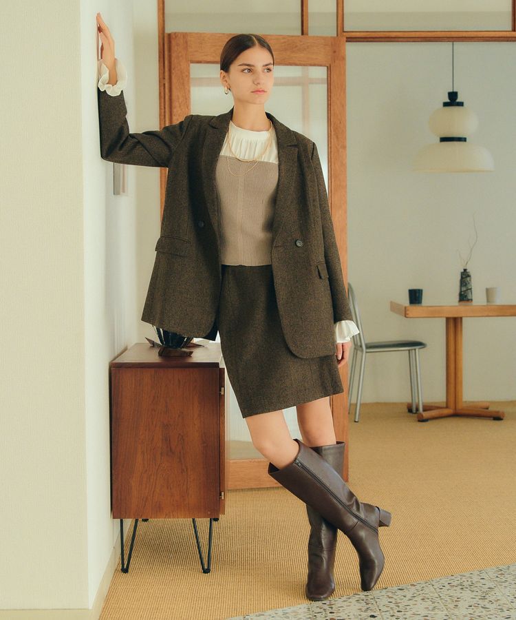 YECCA VECCA「ツイードパイピングスカート」|タイト|