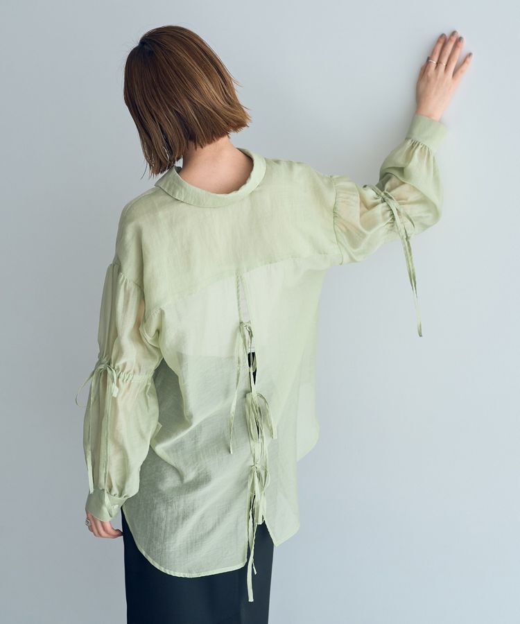 YECCA VECCA「バックリボンシアーシャツ」|シャツ・ブラウス|Light Green