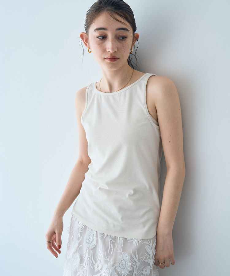 YECCA VECCA「2wayスクエアリブタンクトップ」|インナー|Ivory
