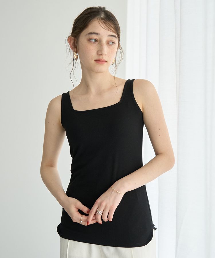 YECCA VECCA「2wayスクエアリブタンクトップ」|インナー|Black
