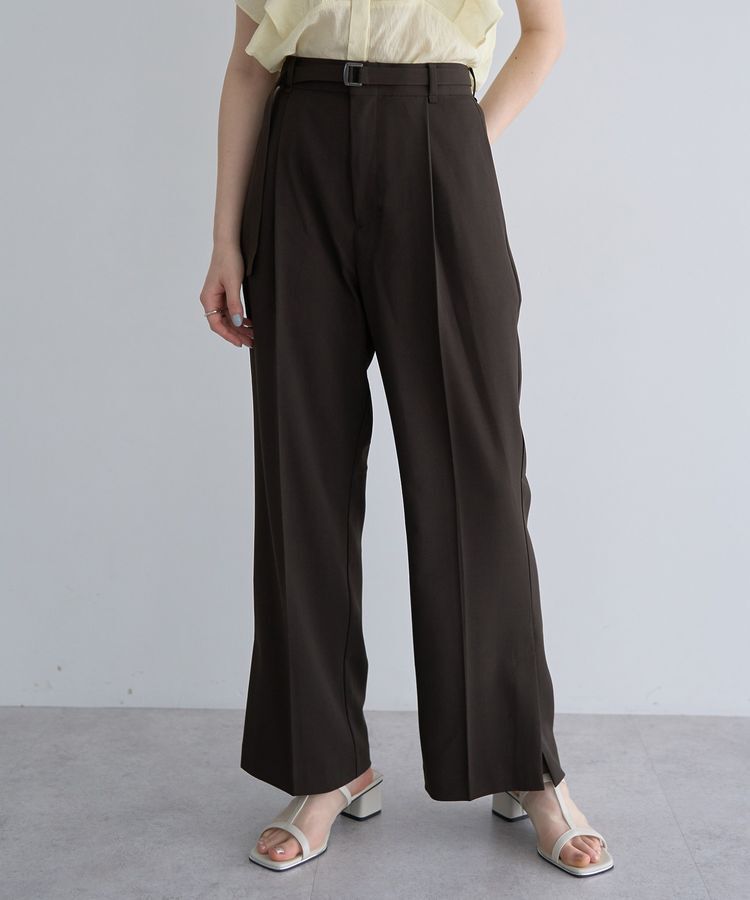 YECCA VECCA「ベルト付きタックストレートパンツ」|その他|Charcoal Gray