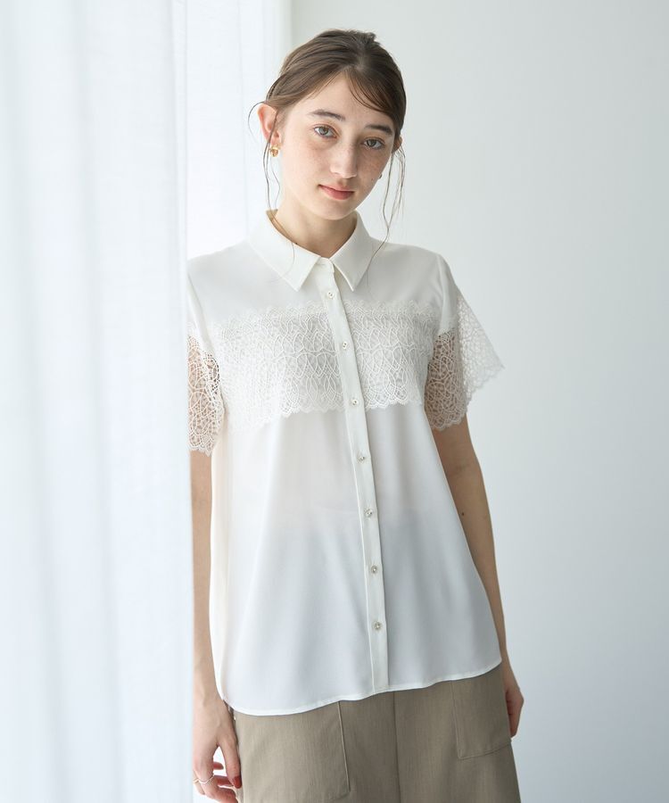 YECCA VECCA「レースMIXブラウス」|シャツ・ブラウス|
