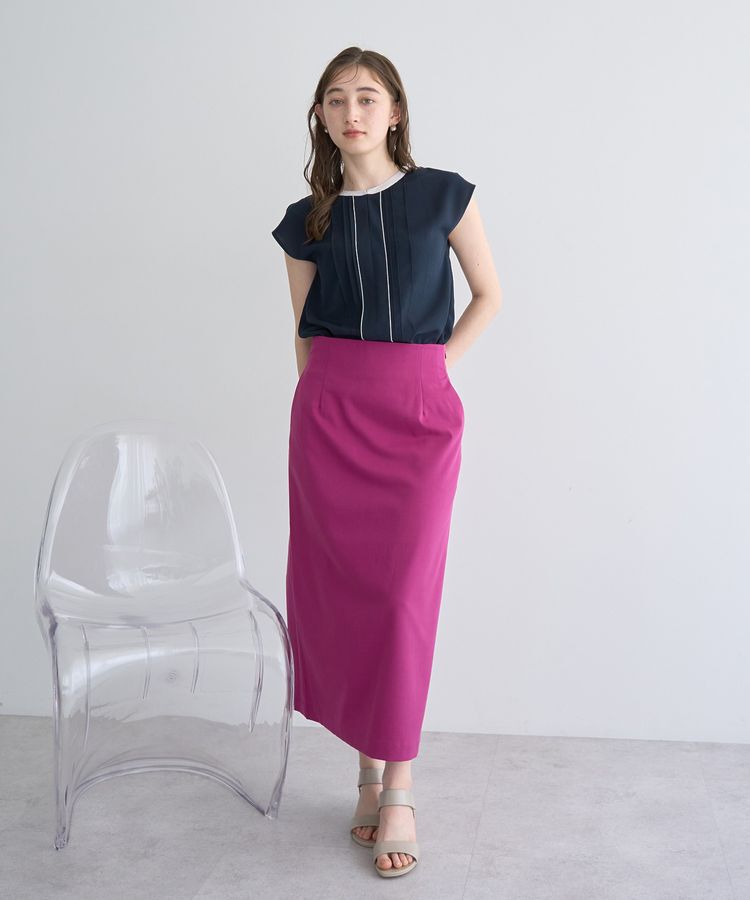 YECCA VECCA「配色タックデザインブラウス」|シャツ・ブラウス|