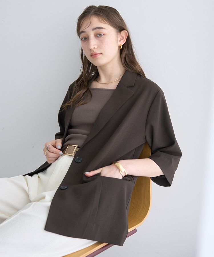 YECCA VECCA「ハーフスリーブジャケット」|テーラードジャケット|Charcoal Gray