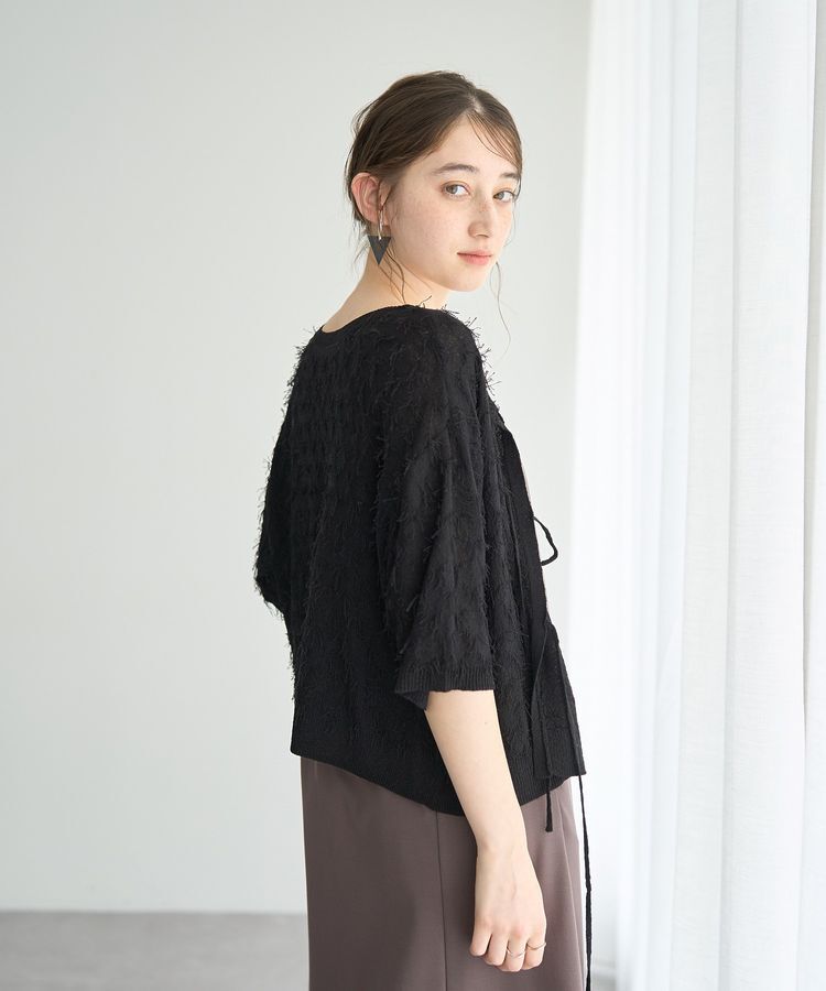 YECCA VECCA「2wayリボンフリンジニットカーディガン」|カーディガン|