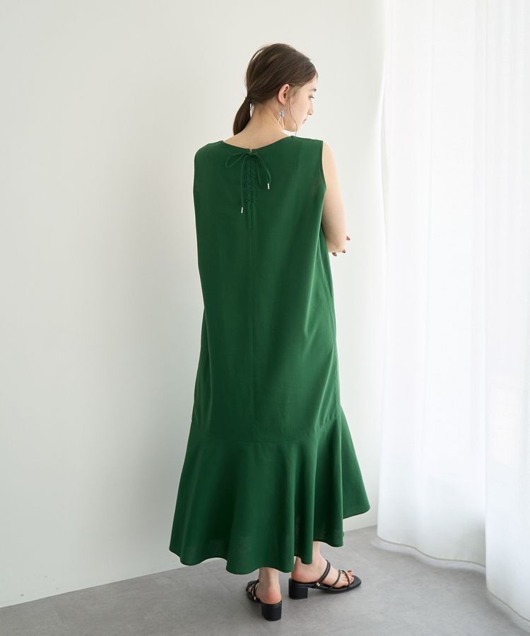 YECCA VECCA「レーヨン麻混レースアップワンピース」|ワンピース|