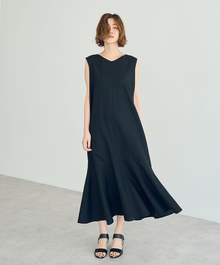 YECCA VECCA「レーヨン麻混レースアップワンピース」|ワンピース|