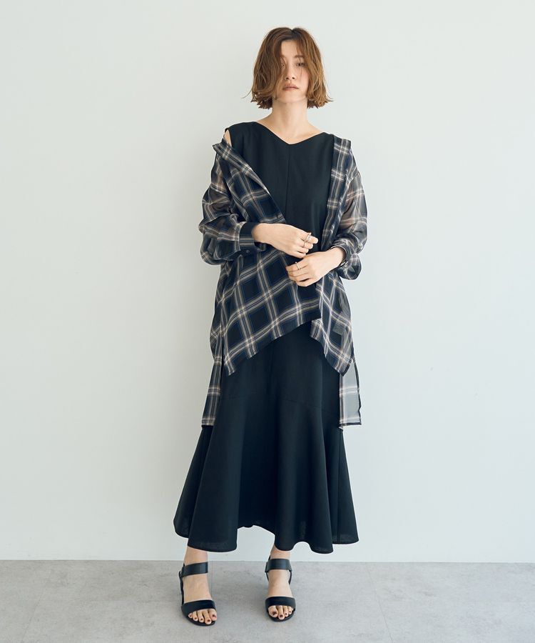 YECCA VECCA「レーヨン麻混レースアップワンピース」|ワンピース|