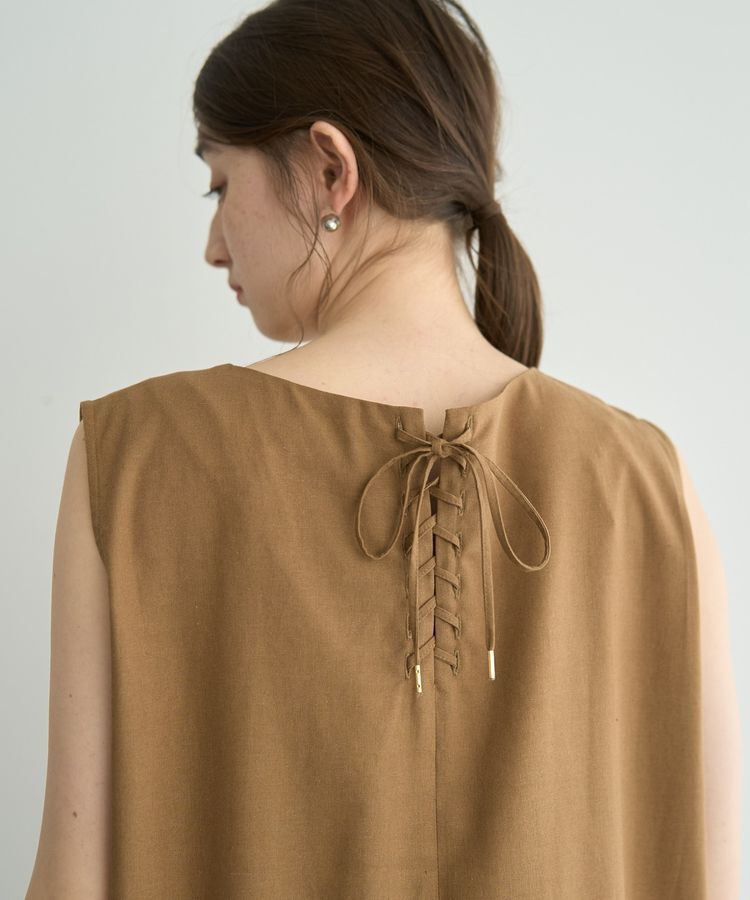 YECCA VECCA「レーヨン麻混レースアップワンピース」|ワンピース|