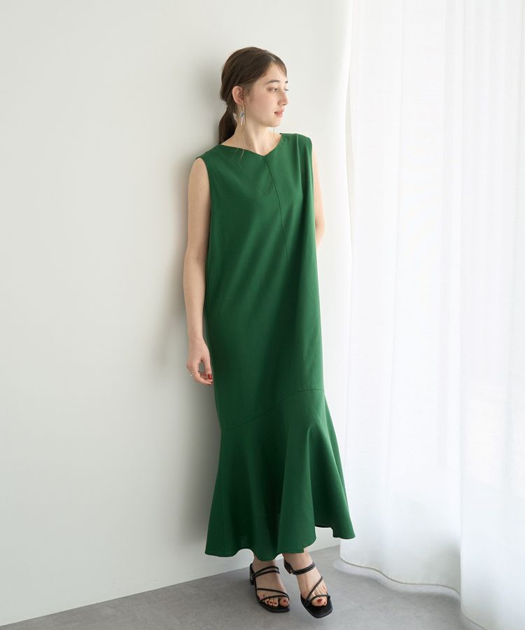 YECCA VECCA「レーヨン麻混レースアップワンピース」|ワンピース|