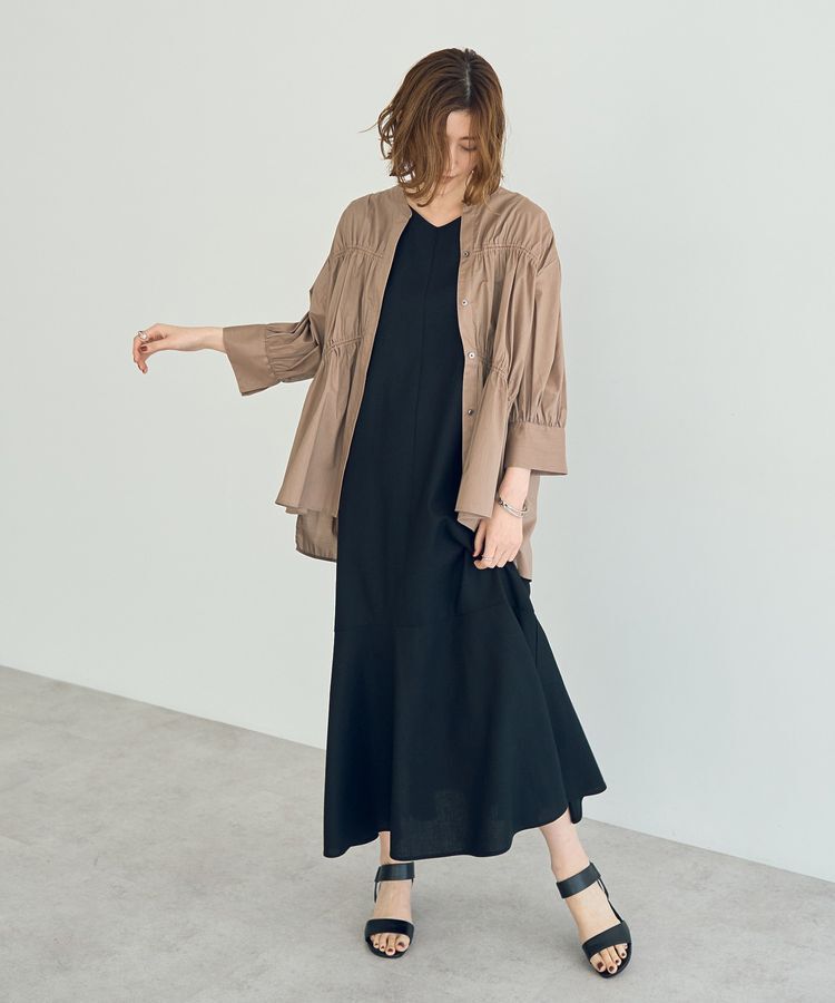 YECCA VECCA「レーヨン麻混レースアップワンピース」|ワンピース|