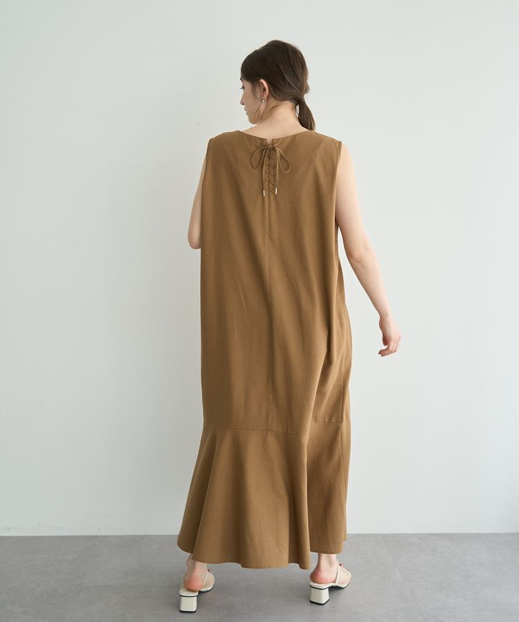 YECCA VECCA「レーヨン麻混レースアップワンピース」|ワンピース|