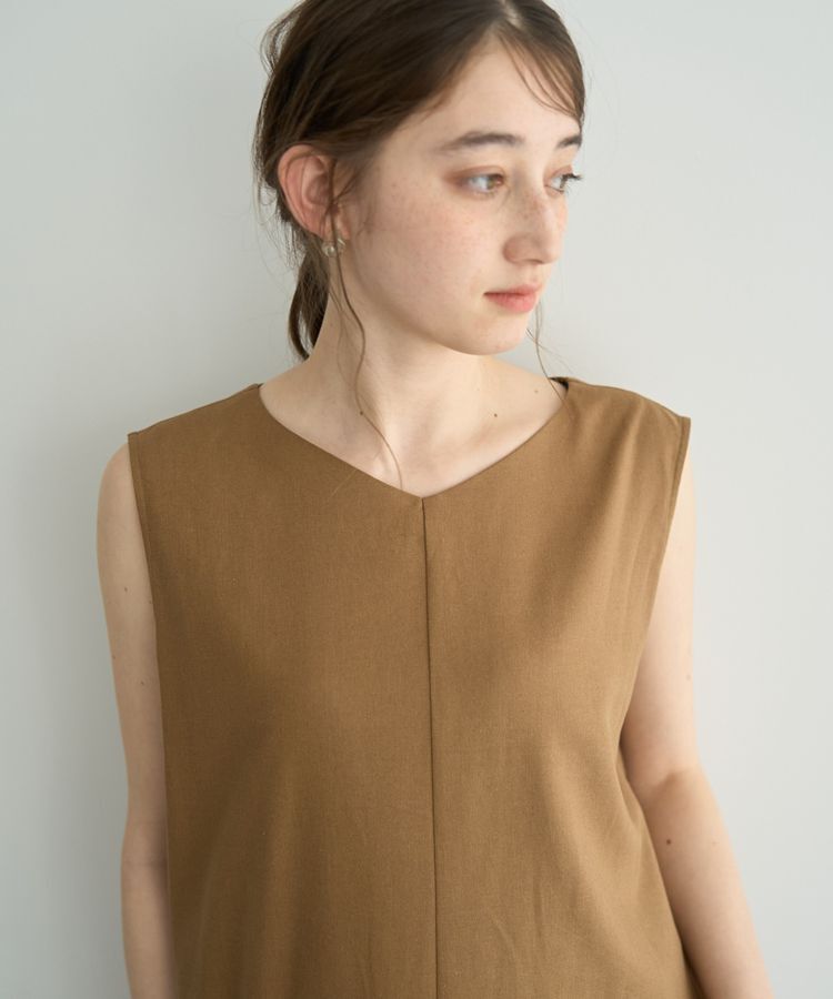 YECCA VECCA「レーヨン麻混レースアップワンピース」|ワンピース|