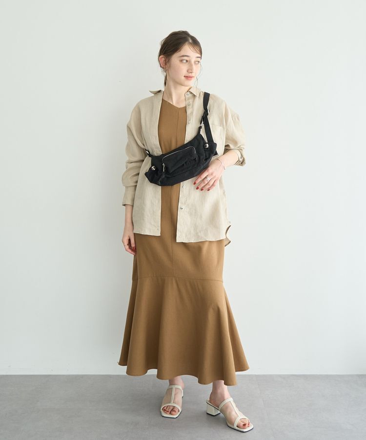 YECCA VECCA「レーヨン麻混レースアップワンピース」|ワンピース|