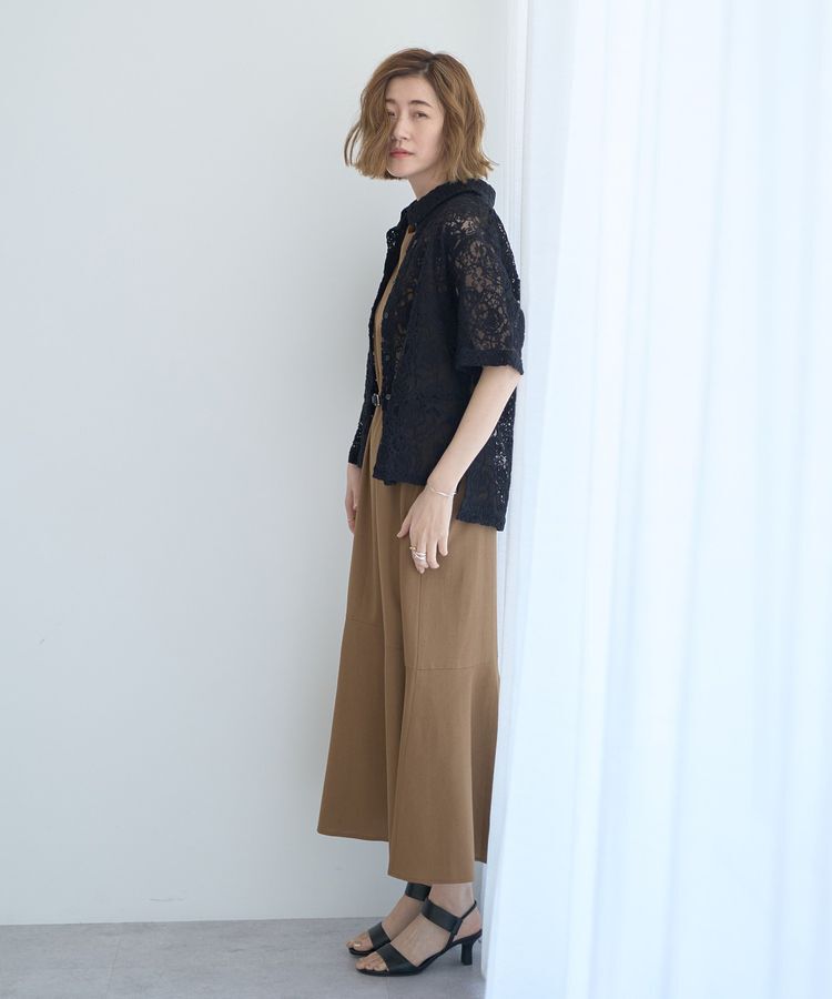 YECCA VECCA「レーヨン麻混レースアップワンピース」|ワンピース|