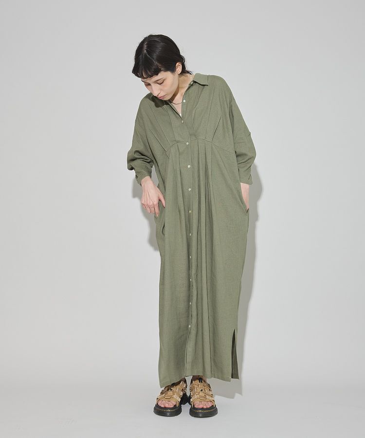 GARAGE OF GOOD CLOTHING「リネンタックロングワンピ-ス」|ワンピース|