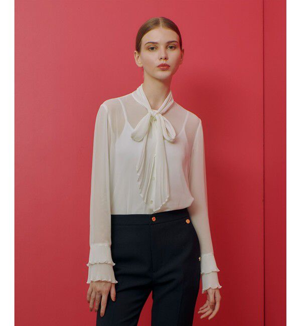 LOULOU WILLOUGHBY「【LOULOU WILLOUGHBY】プリーツリボンブラウス」|シャツ・ブラウス|