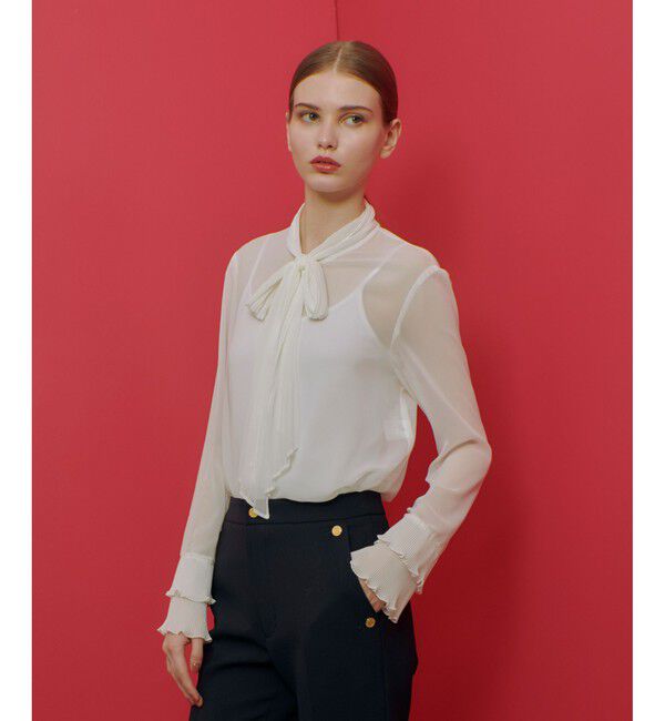 LOULOU WILLOUGHBY「【LOULOU WILLOUGHBY】プリーツリボンブラウス」|シャツ・ブラウス|
