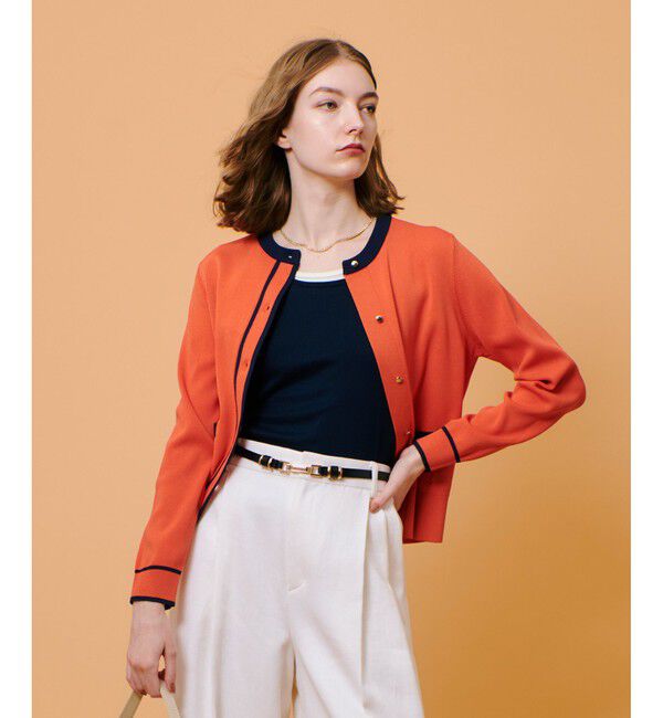 allureville「◇ハイショクポケットクルーカーディガン」|カーディガン|オレンジ