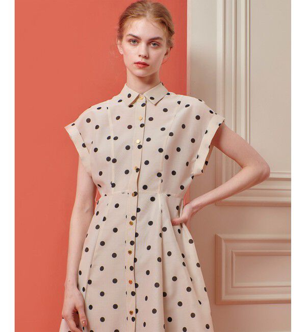 LOULOU WILLOUGHBY「【LOULOU WILLOUGHBY】オーガンドットウエストリボンワンピース」|ワンピース|