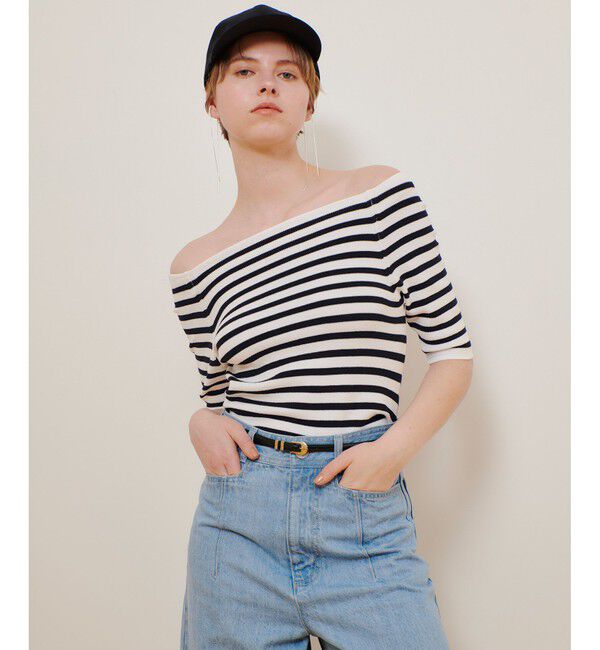 allureville「2WAY ネック5分袖プルオーバー」|ニット・セーター|