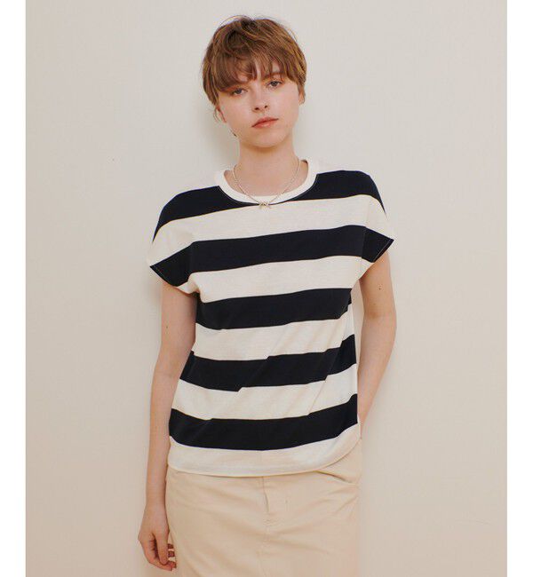 allureville「ワイドボーダープルオーバー」|Tシャツ・カットソー|ホワイト系