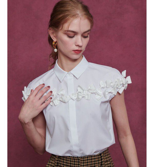 LOULOU WILLOUGHBY「【LOULOU WILLOUGHBY】メニーリボンシャツ」|その他|オフホワイト