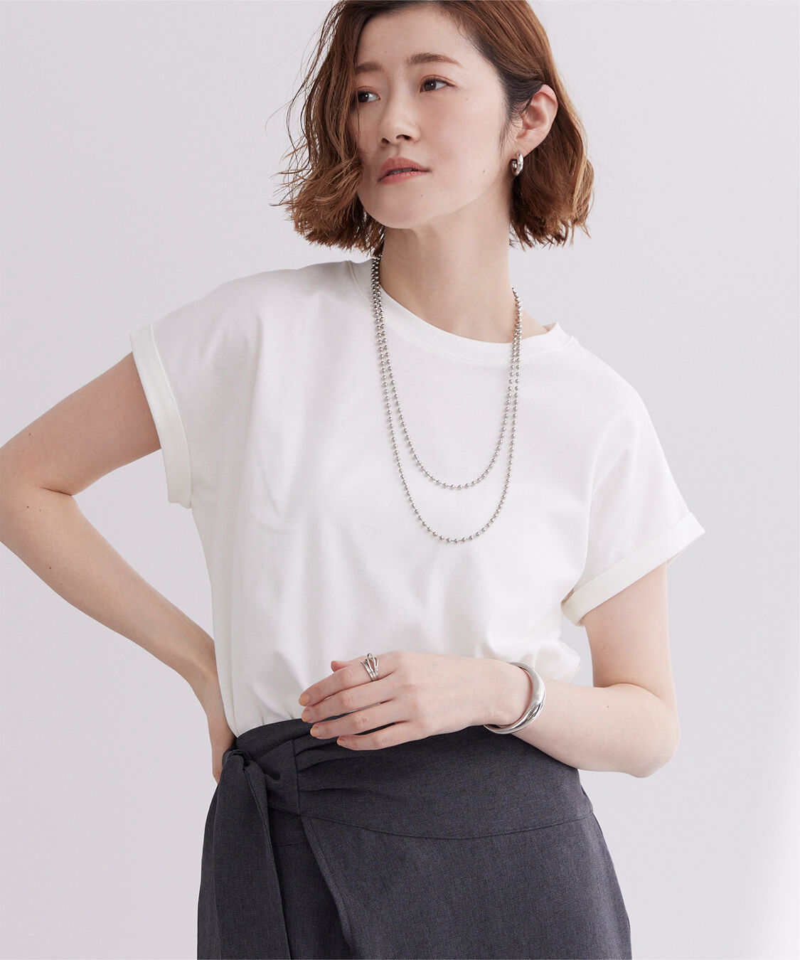 ur's「汗染み防止ダブルカフスTシャツ」|Tシャツ・カットソー|ホワイト