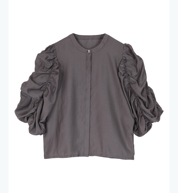 ur's「シャーリングデザインスリーブバンドカラーブラウス」|シャツ・ブラウス|