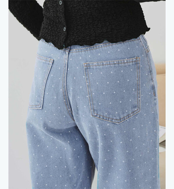 titivate「ドット/カラーストレートデニムパンツ」|デニム|