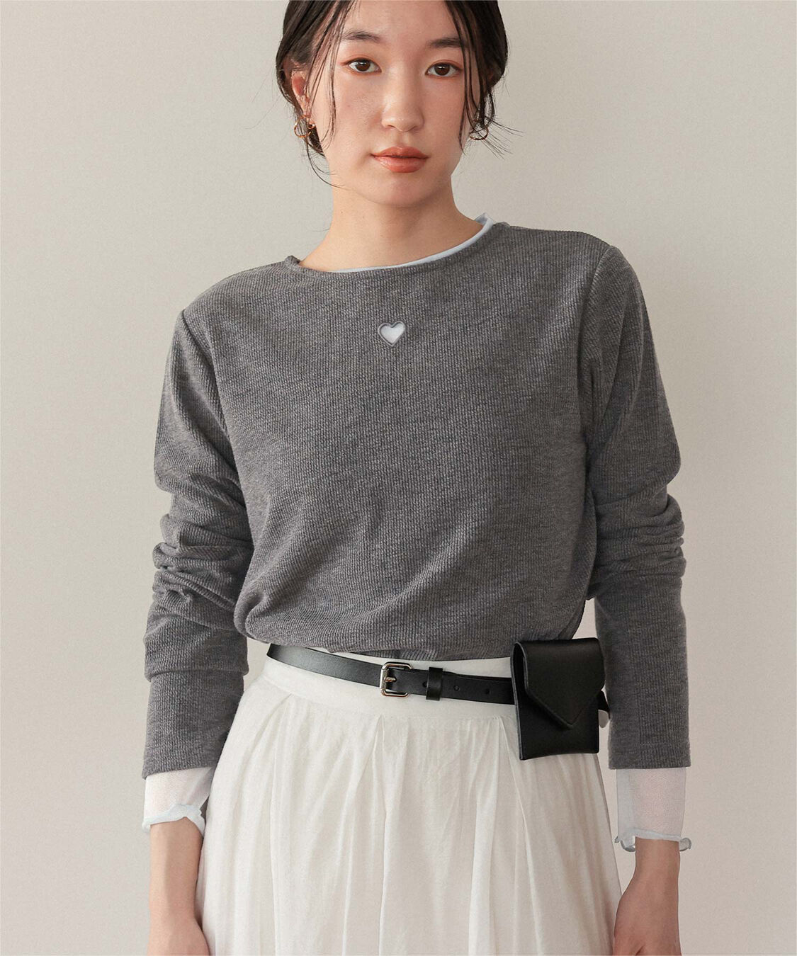 titivate「ハートカット刺繍前後2wayカットソー」|Tシャツ・カットソー|チャコール