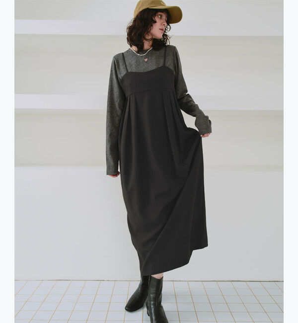 titivate「コクーンシルエットキャミソールワンピース」|ワンピース|ブラック